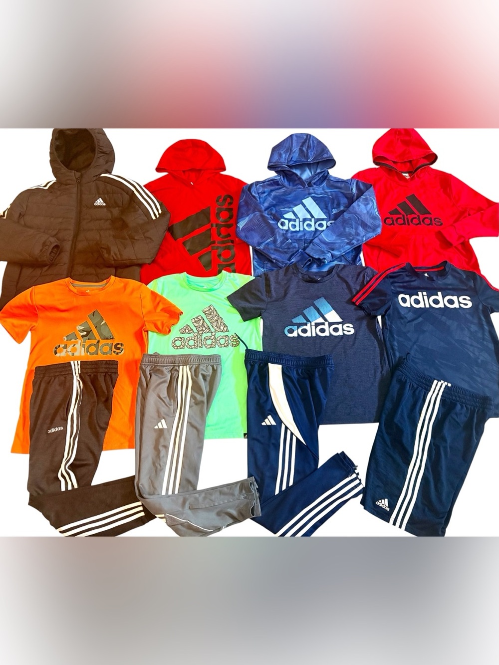 ADIDAS BOYS SIZE 10/12 TOPS, HOODIES & JOGGERS CLOTHING BUNDLE WITH WINTER COAT!